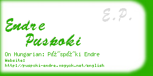 endre puspoki business card